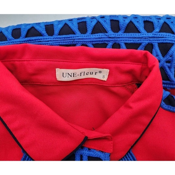 UNE-fluer Boho Shirt Dress Knee Length Embroidery Cut Women's Size Small - Picture 5 of 10